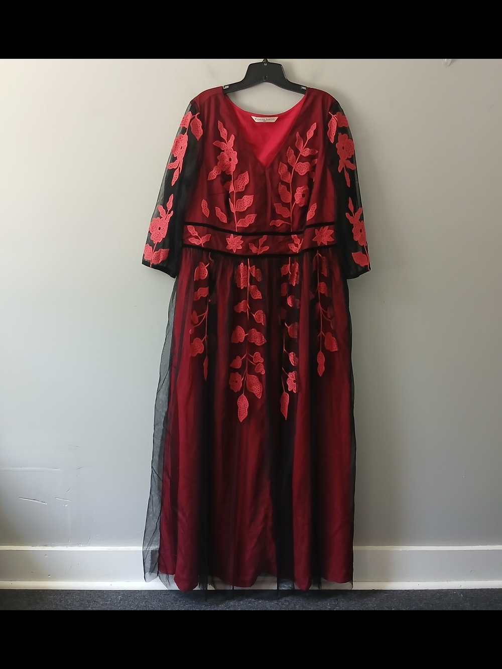 Wayward Fancies eShakti Women's Size Large Floral Tulle Lined A-line Dress
